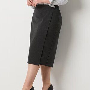 Liz Claiborne Gray Womens Faux Wrap Around Stretch Knit Midi Pencil Skirt XL